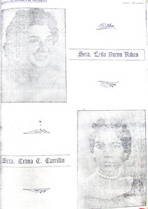 Página da Revista de Ituverava de 1958, das jovens senhoritas (1) Leila Bueno Ribas e (2) Celma de Carrilho de Castro